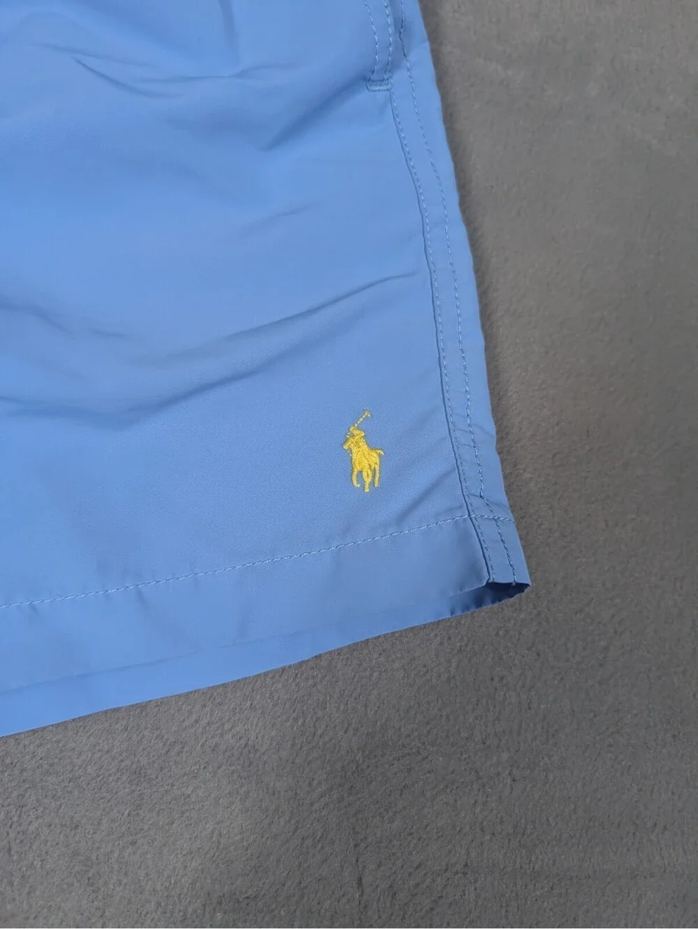 Polo Ralph Lauren Boys M 10 12 Blue Yellow Pony Swim Trunks Mesh Lined Beachwear